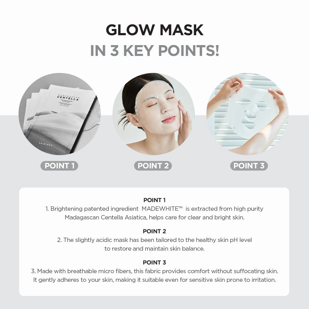 Skin1004 Madagascar Centella Tone Brightening Glow Mask - Calming and Radiance Boosting, Reduces melanin production and improves discoloration - 1 Mask