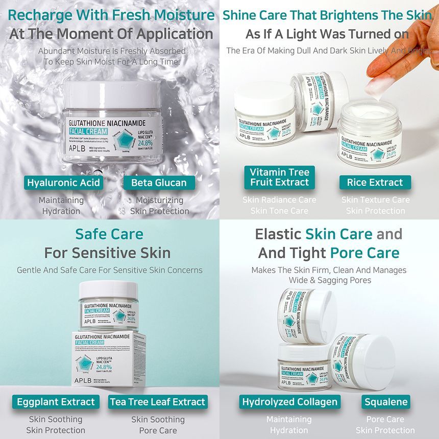 Crema facial de glutatión y niacinamida APLB
