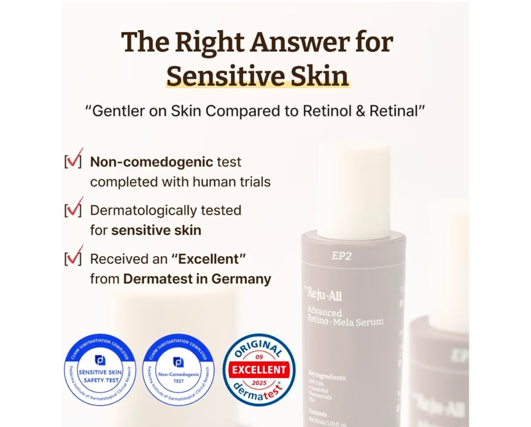 Dr. Reju-All Advanced Retino-Mela Serum – HPR Retinol Serum for Face – Anti-Aging, Pore Minimizer, Next-Gen Korean Skin care – Gentle & Beginner-Friendly – Niacinamide 10% & TXA 4%