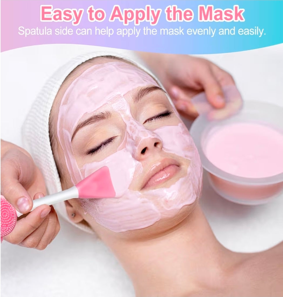 Silicone Face Scrubber Face Mask Brush and Spatula - Cleanses, removes blackheads, exfoliates, massages, and removes makeup for healthier-looking skin - Pink