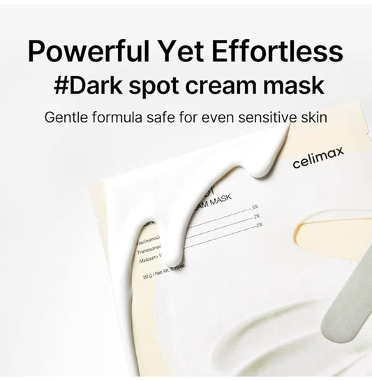 Celimax Pore+Dark Spot Brightening Cream Mask - Non-Sticky Sheet for Enlarged Pores with Niacinamide, Tranexamic Acid, Non-Irritating, Hydrating, Hyperpigmentation - 1 Mask