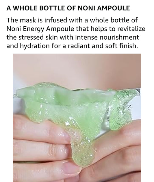 Celimax The Real Noni Energy Ampoule Mask - with Noni Fruit Extract & Hyaluronic Acid, Hydrating, Moisturizing, Soothing, Wrinkles & Fine Lines - 1 Mask
