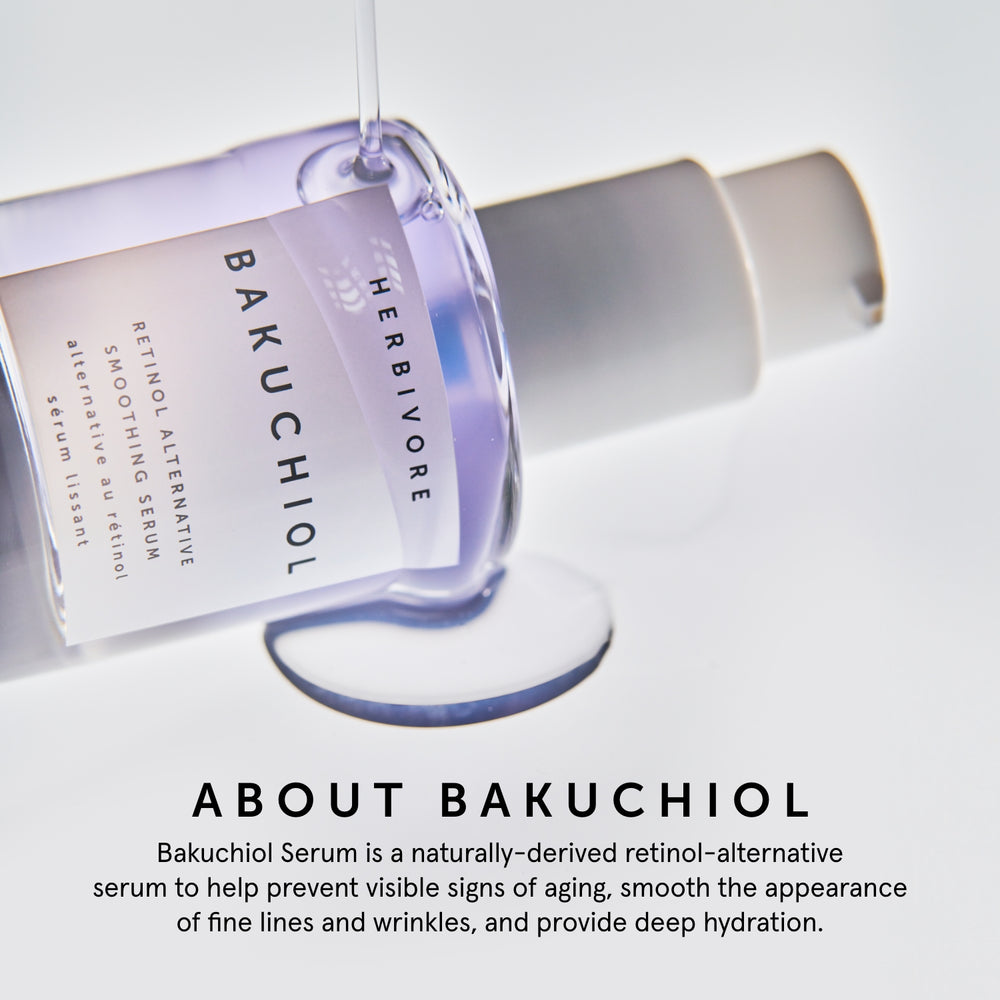 Herbivore Bakuchiol Retinol Alternative Smoothing Serum - Peptides, Smooths Skin and the appearance of fine lines and wrinkles