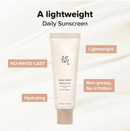 Beauty of Joseon Daily Relief Sunscreen - Face Sun moisturizing with Broad Spectrum SPF 40 - Korean Sunscreen