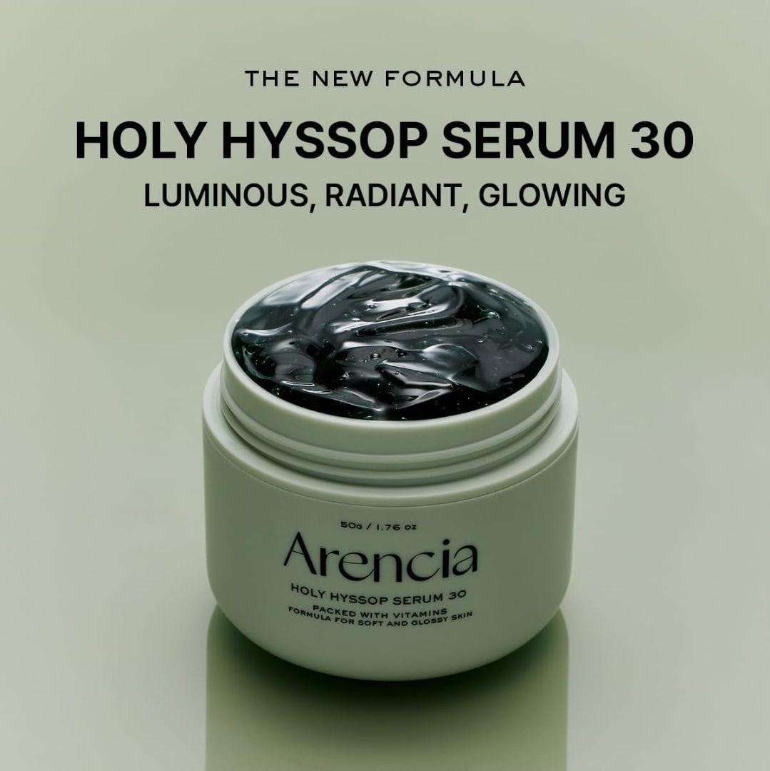 Arencia Holy Hyssop Serum 30 - Hydrating & Anti-Aging Serum for younger looking Korean Glass Skin, 30% Vitamin A, C, E, 10% Niacinamide, Peptide