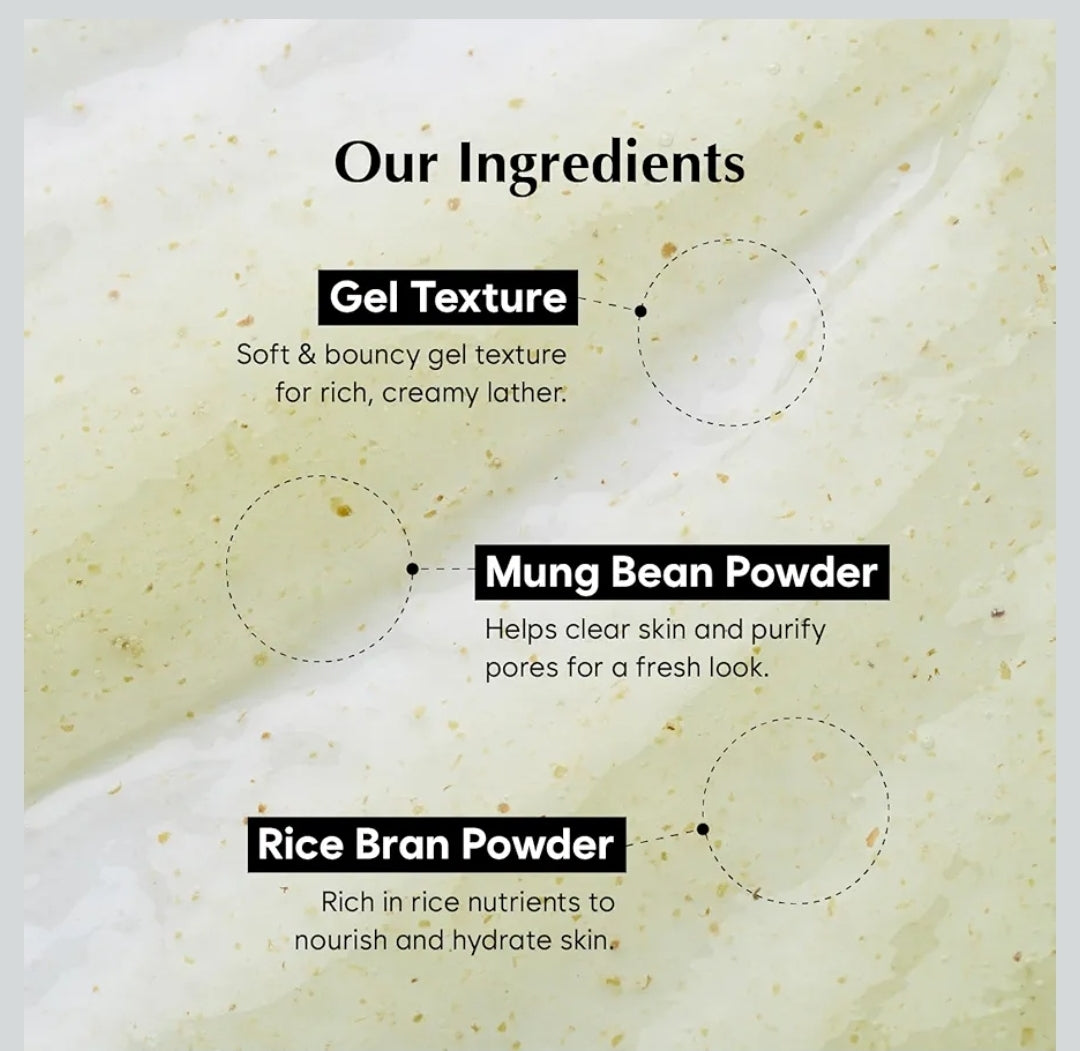 MIDHA Low pH Rice Gentle Cleanser with Mung Bean - Removes impurities, purify the skin, and support hydration