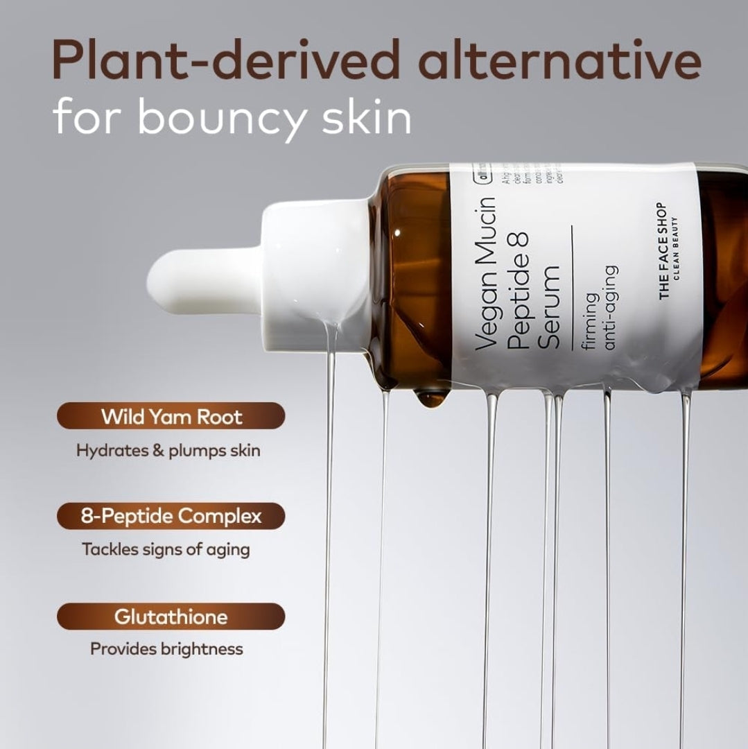 The Face Shop Alltimate Vegan Mucin Peptide 8 Serum - Hydrating & Firming, Anti Aging Serum