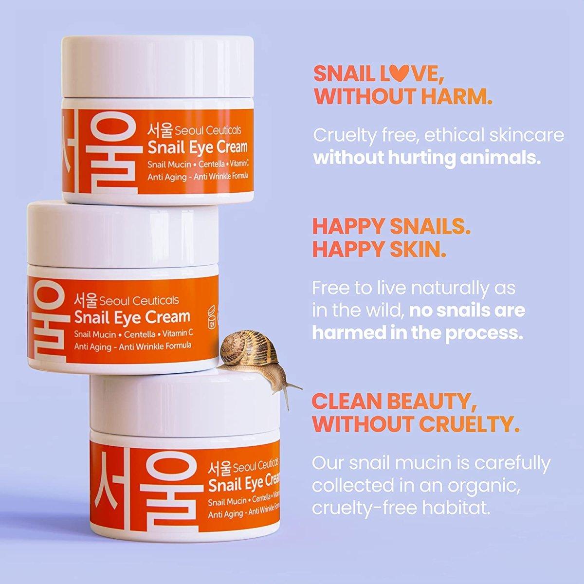 Crema para ojos de caracol de Seoul Ceuticals: crema calmante y antienvejecimiento para ojos que protege y repara el área de los ojos.