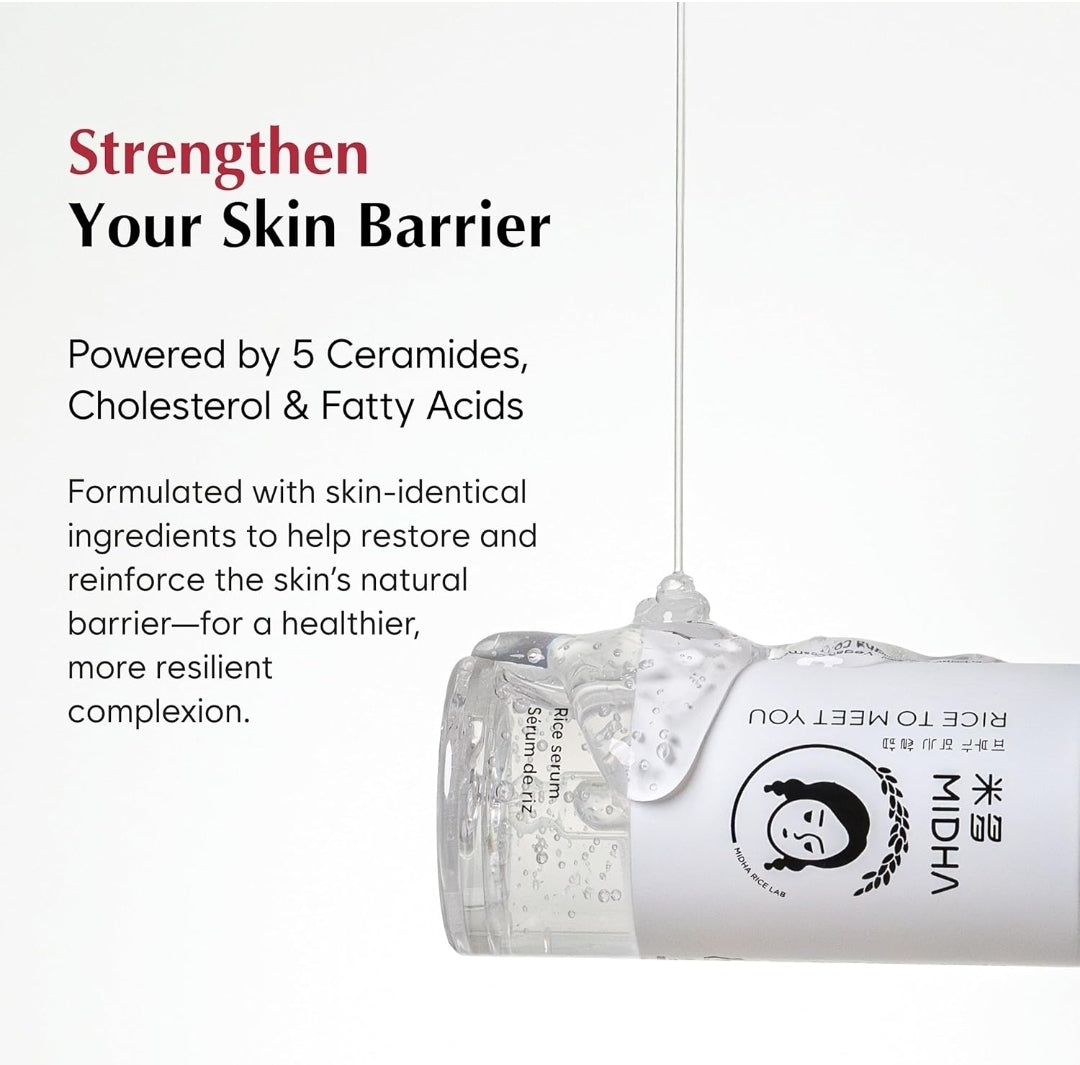 MIDHA Rice Serum - Deep Hydration, Skin Barrier Support - Maintains skin's moisture and promotes a balanced, radiant appearance