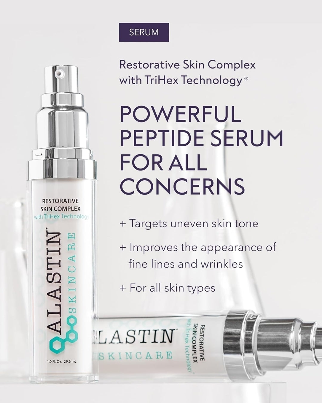 ALASTIN Skincare Restorative Skin Complex TriHex Anti-Aging Face Serum 0.5 oz - Reduce Fine Lines & Wrinkles with Niacinamide + ALASTIN Skincare Inhance Post-Injection TriHex Hydrating Face Serum 0.33 oz - 2 Piece Set
