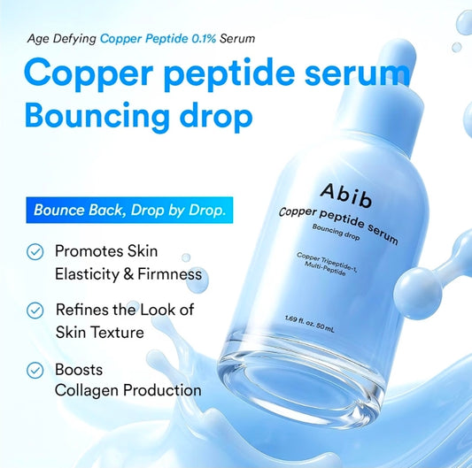 Abib Copper Peptide Serum Bouncing Drop – GHK-Cu, Argireline & Matrixyl Peptide Face Serum, Skin Texture & Hydration