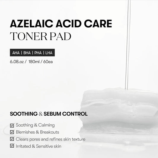 VT COSMETICS Azelaic Acid Care Cica Exosome Toner Pad - Dual Textured Facial Toner Pads for Exfoliation and Pore Care with AHA/BHA/PHA/LHA, Cica Exosome for Calming & Hydrating