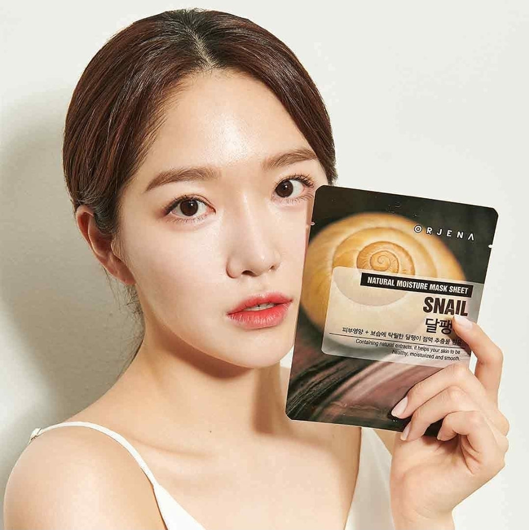 Orjena Natural Moisture Snail Sheet Mask - Antiaging & Anti-Wrinkle, Hydrating, Soothing, Sensitive, Refreshing - 1 Mask