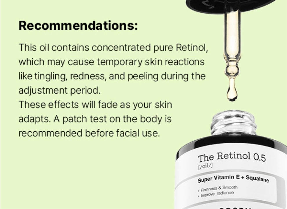 Aceite Retinol 0.5 de COSRX: suero antiedad con 0.5 % de retinoides para el rostro. Reduce arrugas y líneas de expresión. Cuidado suave para el día y la noche.