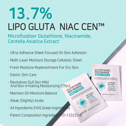 APLB Glutathione Niacinamide Sheet Mask - Moisturizing, Anti-aging, Exfoliation - 1 Mask