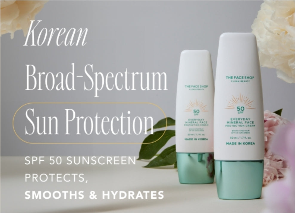 THE FACE SHOP Protector solar mineral diario FPS 50 - Protector solar coreano para el rostro con óxido de zinc, pantenol y niacinamida para piel sensible