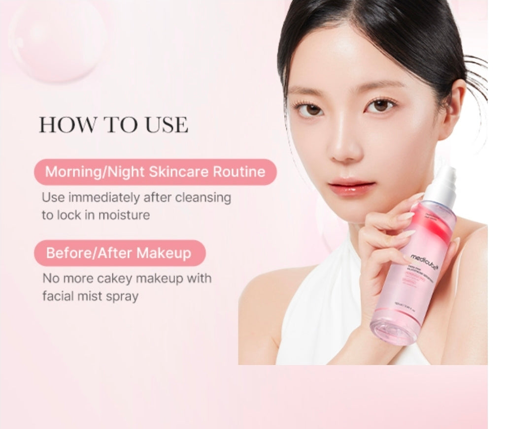 medicube Salmon DNA PDRN Pink Glutathione Spray Serum - Pink Glass Glow Serum Mist for Moisturizer, Soothing and Firming, Uneven skin tone, Salmon PDRN & Niacinamide