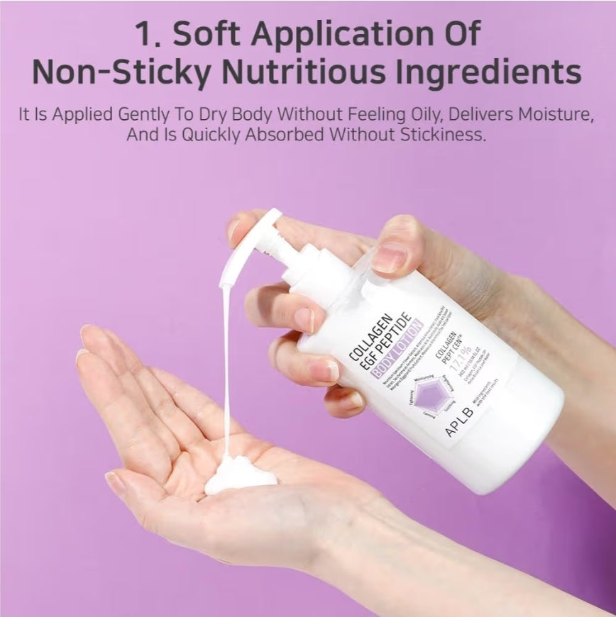 APLB Collagen EGF Peptide Body Lotion - COLLAGEN PEPT CEN 17.1%, Elasticity care, Long lasting moisturizing, Revitalize for gentle and improve skin texture