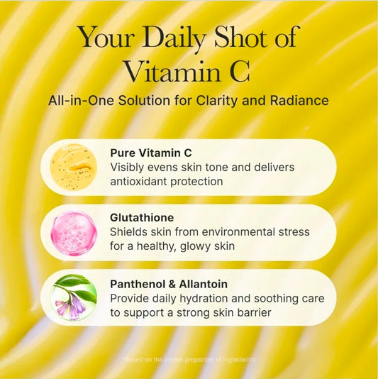 Arencia Vitamin C Booster Shot Serum - With Glutathione, Niacinamide and Vitamin E for Dark Spot Care, Fine Lines & Wrinkles, Glass Skin