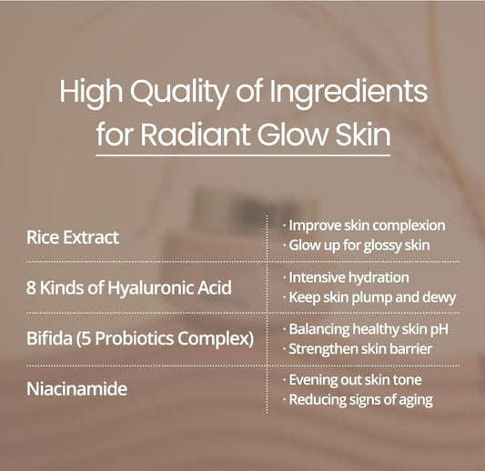 Farmstay Rice & Bifida Complexion Cream - Dark Spot Correction, Even Toning, Nourishing, Hydrating, Strengthening Skin Barrier, Firming, Radiant Skin