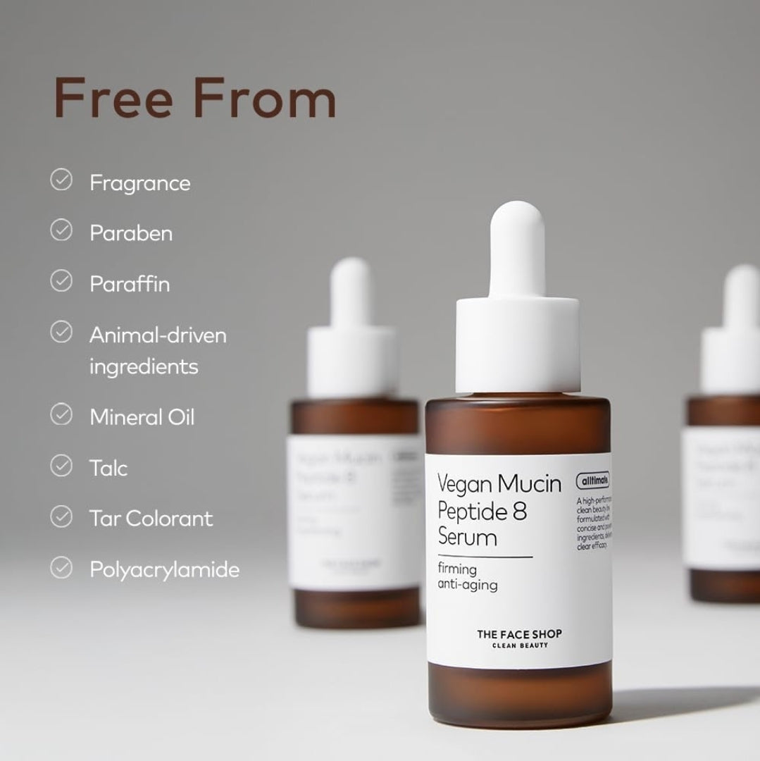 The Face Shop Alltimate Vegan Mucin Peptide 8 Serum - Hydrating & Firming, Anti Aging Serum