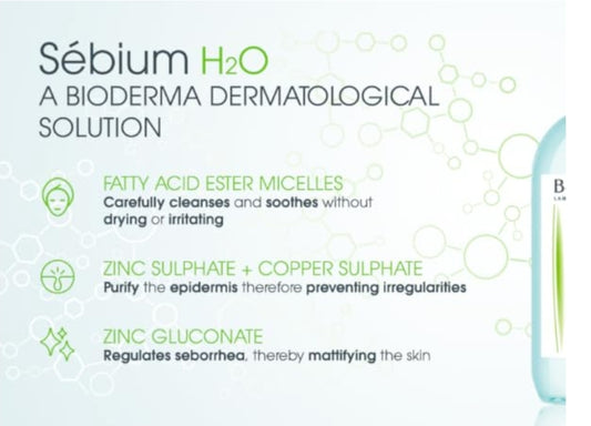 Bioderma Sébium H2O Micellar Water - Facial Cleanser and Makeup Remover - Face Cleanser for Combination to Oily Skin