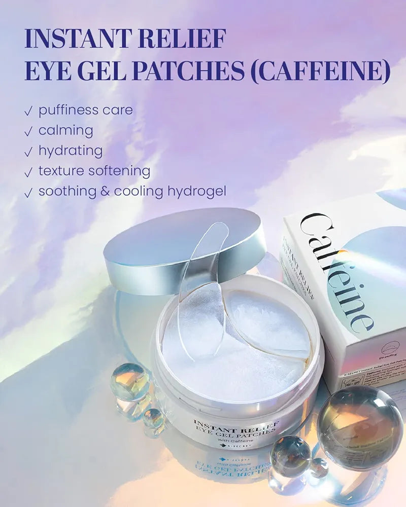 K-SECRET Caffeine Instant Relief Eye Gel Patches - Antioxidant and anti-inflammatory properties of Caffeine help minimize dark circles and eye puffiness
