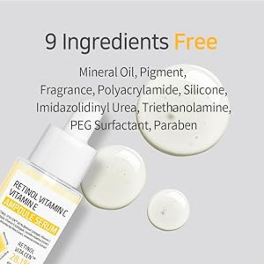 APLB Retinol Vitamin C Vitamin E Ampoule Serum - RETINOL VITA CEN 28.1%, Long lasting moisturizing, Revitalize for gentle and improve skin texture