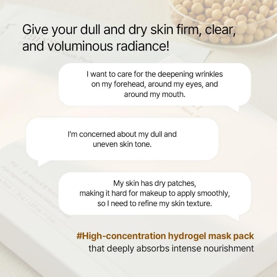 Mixsoon Bean Collagen Hydrogel Mask - Plant-Based Nutrition, Radiance, Hydration All-In-One Firming, Absorbing Over Time Korean Bean Essence Korean Collagen Mask - 1 Mask