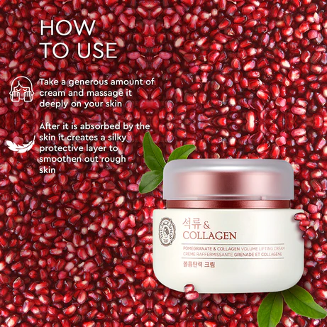 The Face Shop Pomegranate & Collagen Volume Lifting Cream - Lifting and Volumizing, Reduced Wrinkles, Brighter Skin