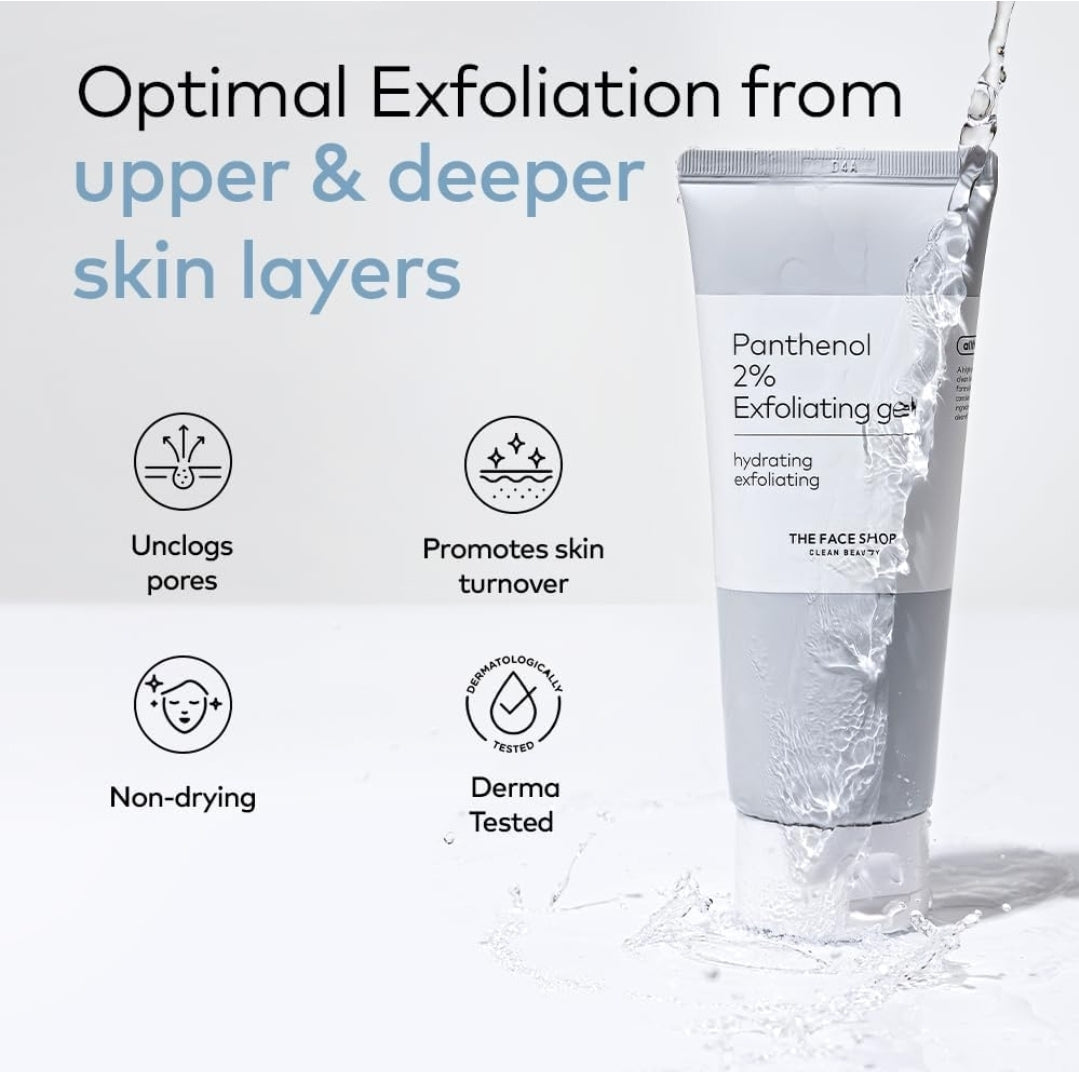 The Face Shop Alltimate Panthenol 2% Exfoliating Gel - Polish - Daily Gentle Hydrating Exfoliator Gel for Glowing Skin