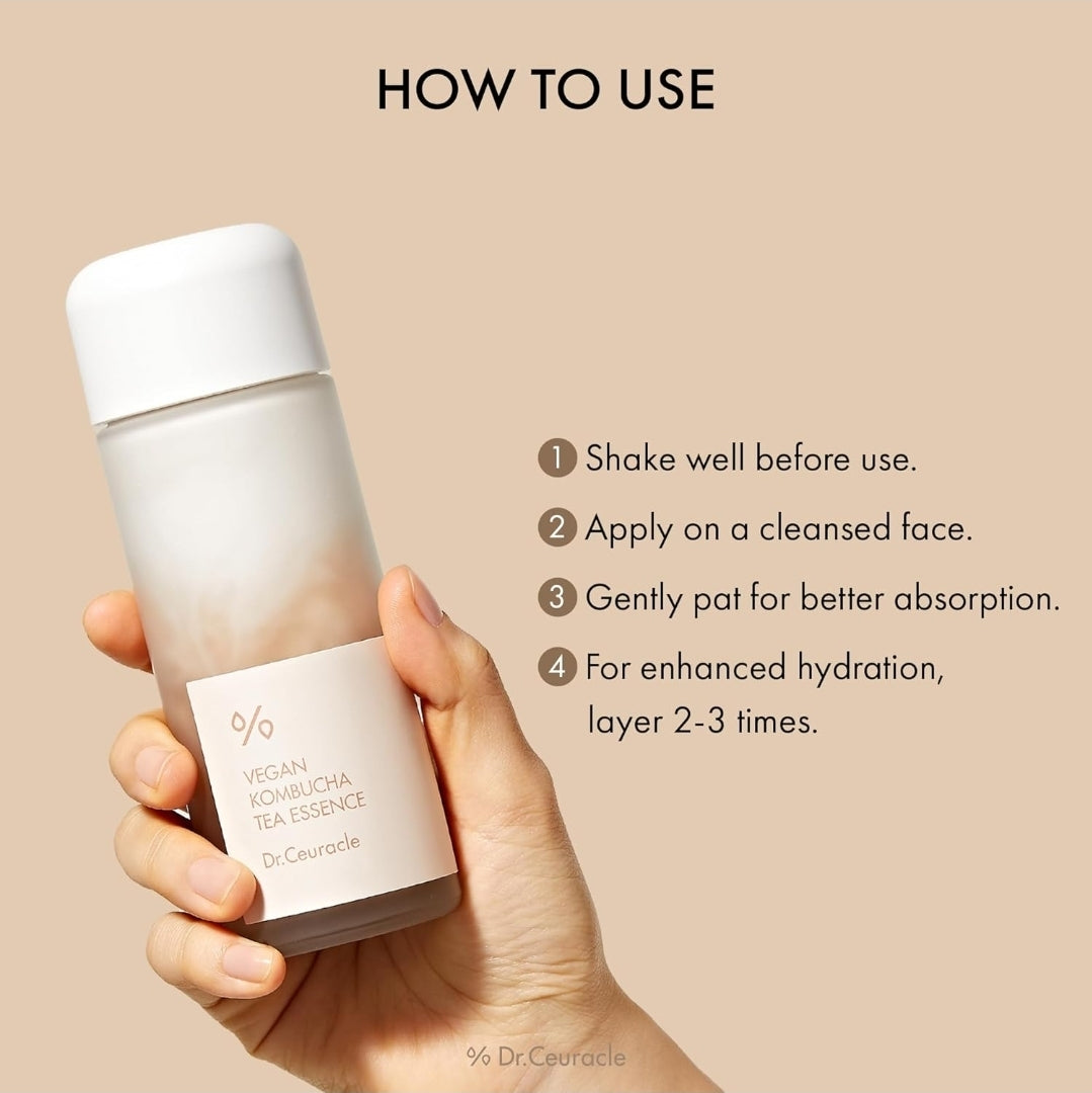 Dr. Ceuracle Vegan Kombucha Tea Beginning Set - Hydrating Essence Toner and a Nourishing Gel Cream. All skin types, this set deeply hydrates and leaves your skin glowing.