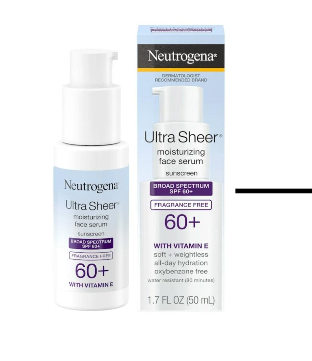 Suero facial Neutrogena Ultra Sheer sin aceite con vitamina E FPS 60+