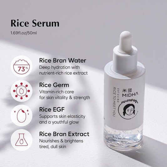 MIDHA Rice Serum - Deep Hydration, Skin Barrier Support - Maintains skin's moisture and promotes a balanced, radiant appearance