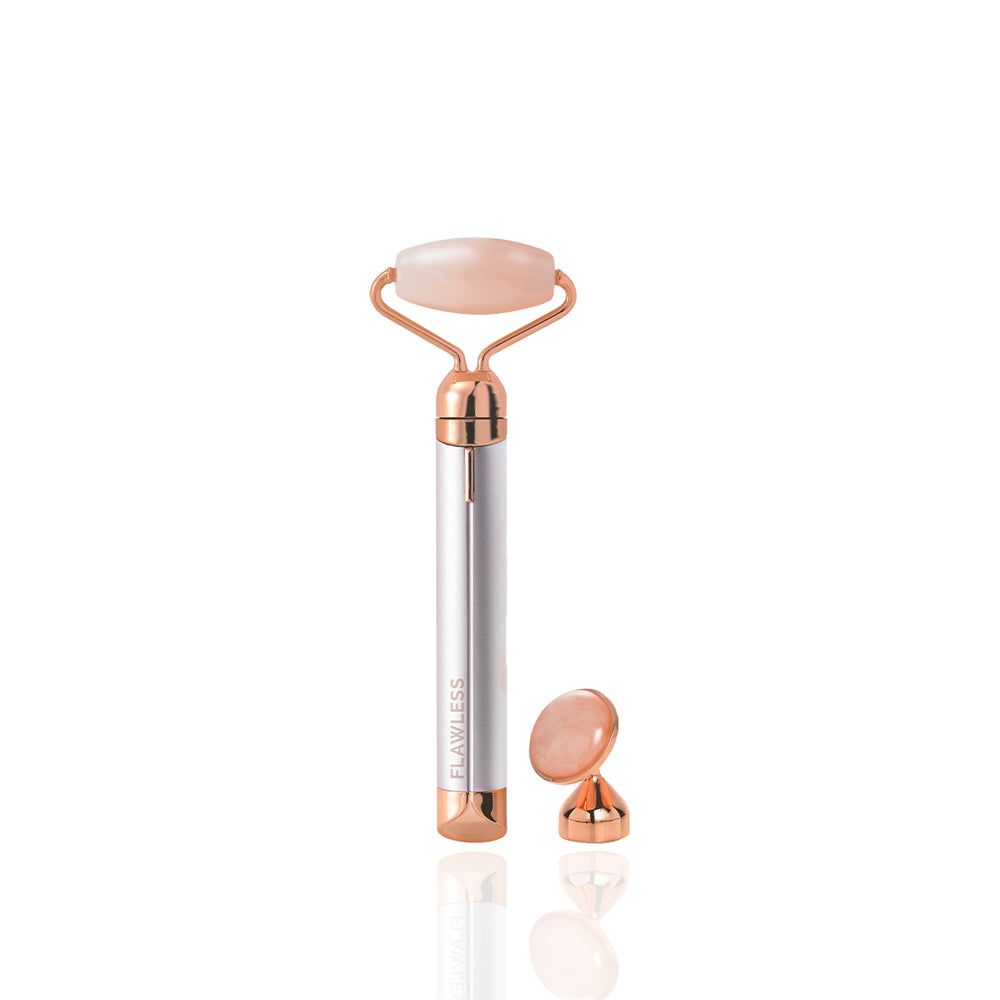 Rodillo y masajeador facial vibratorio de cuarzo rosa Contour Micro
