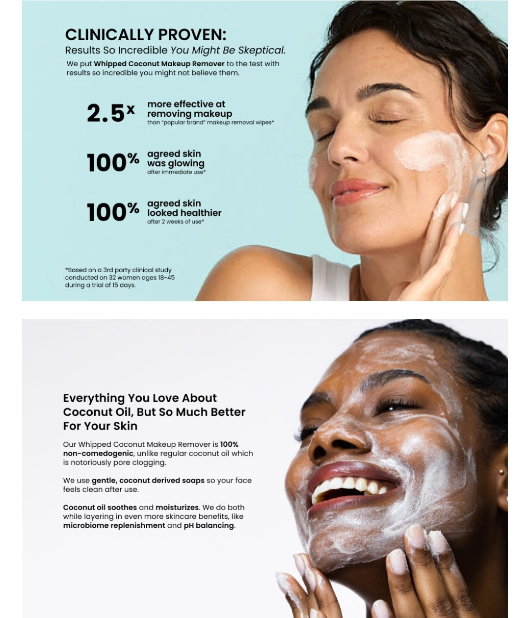 Strip Whipped Coconut Makeup Remover - Melting + moisturizing no-rinse cleanser with Mango Seed Butter - Plumping, tightening, softness and brightness