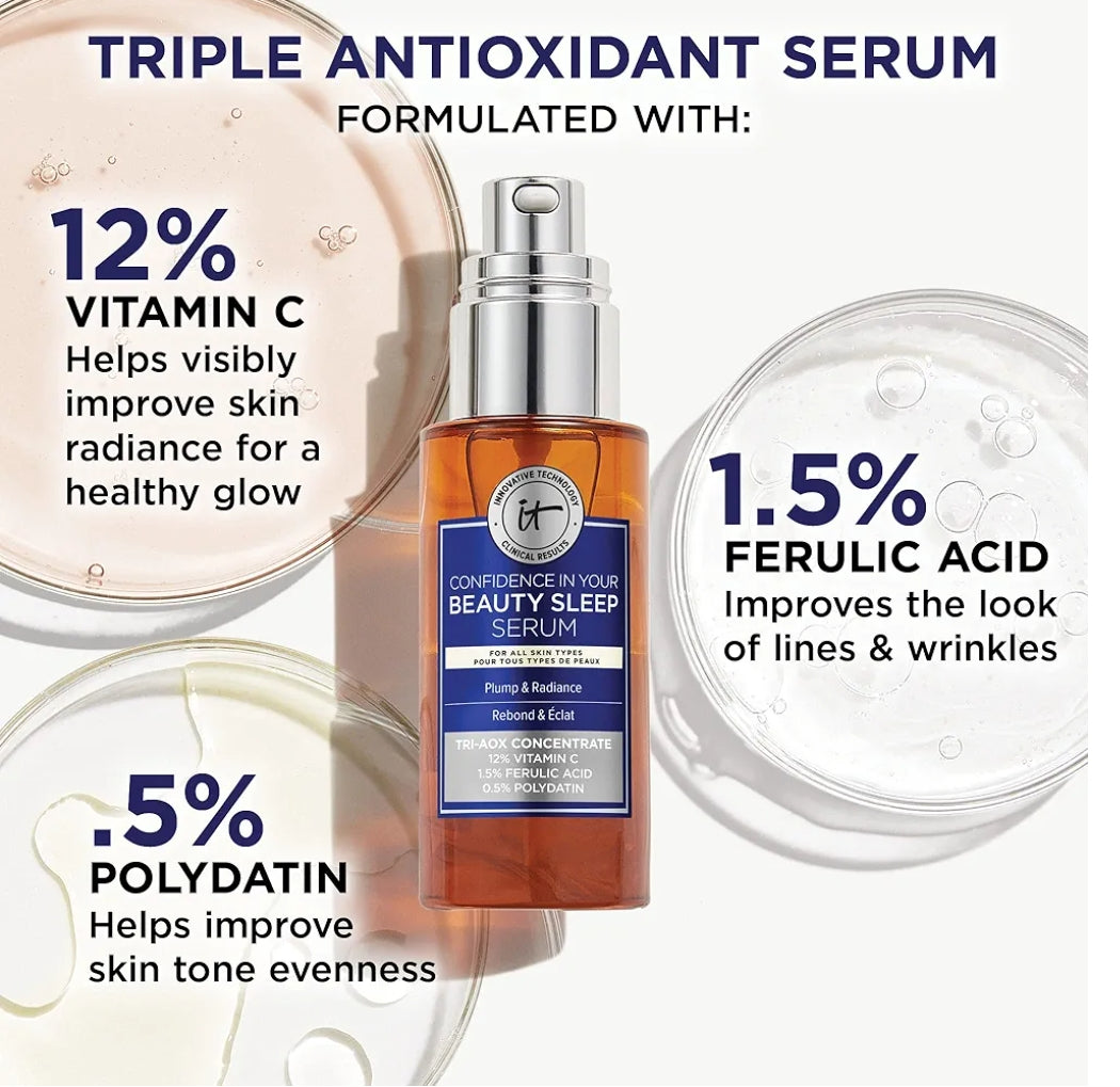 IT Cosmetics Confidence in Your Beauty Sleep Triple Antioxidant Brightening Serum - Serum works overnight at the peak of skin cell repair to boost your natural antioxidant reservoir and repair UV damage