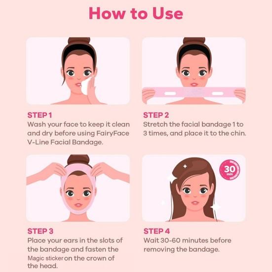 Correa de estiramiento facial Prescott & Taylor V-Line - Rosa - Restaura la elasticidad de la piel, define los contornos faciales en forma de V - Velcro