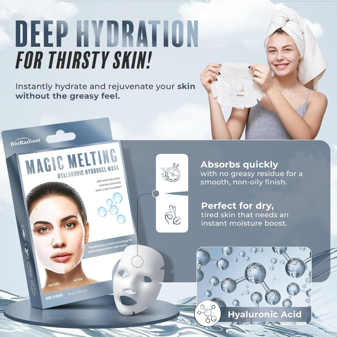 BioRadiant Magic Melting Hyaluronic Hydrogel Mask - Cooling & Soothing - 1 Mask