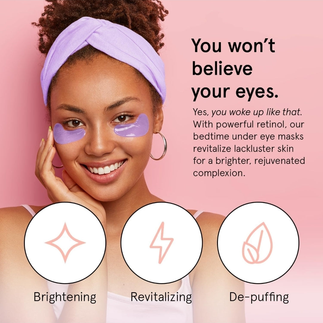 Grace & Stella Retinol Under Eye Patches - Gel Eye Mask with Hyaluronic Acid - For Puffiness, Brightening, Rejuvenating, Dark Circles, Hydrating, Moisturizing - 1 Pair