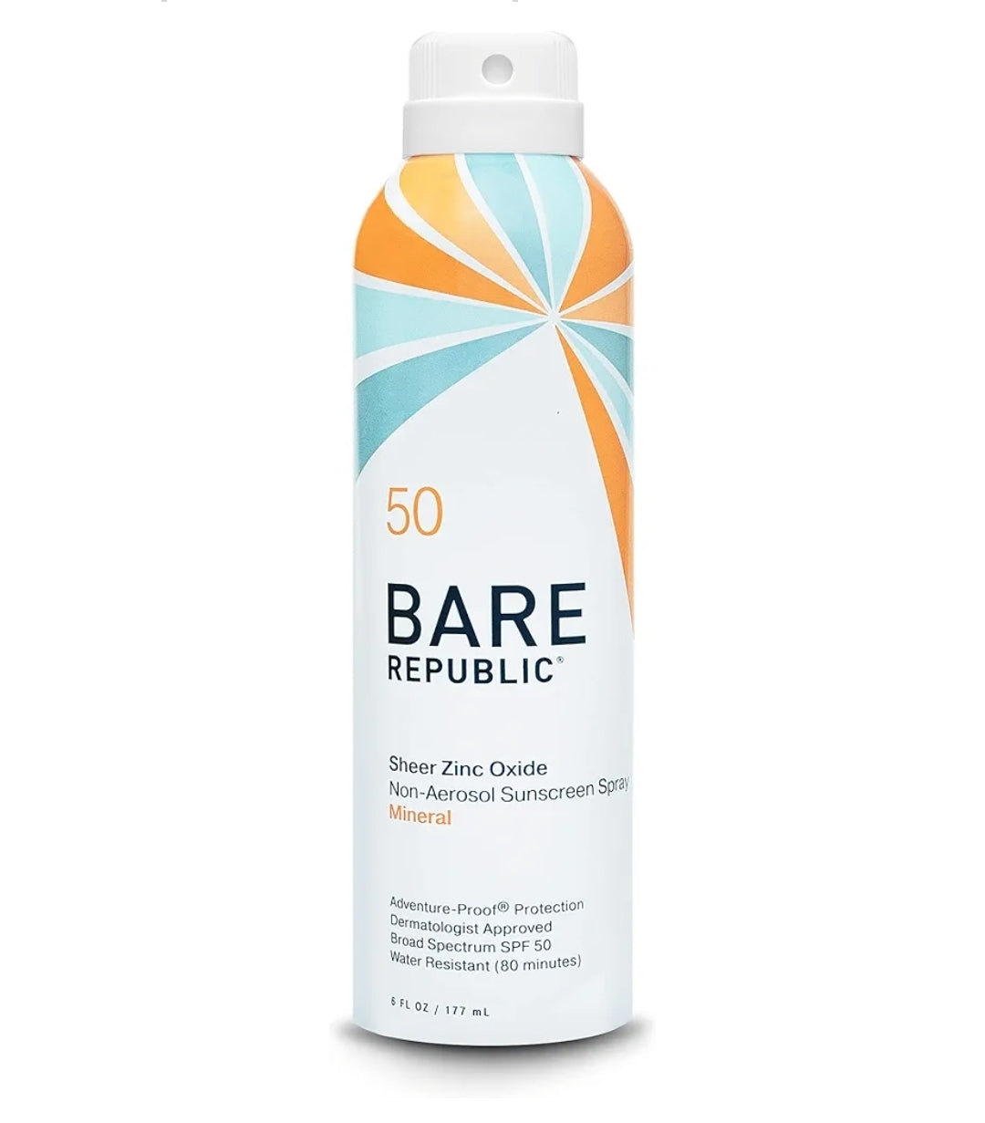 Protector solar mineral en aerosol FPS 50 de Bare Republic