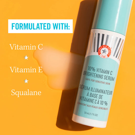 First Aid Beauty 10% Vitamin C Brightening Serum - brighten + visibly firm without all the irritation, clogged pores