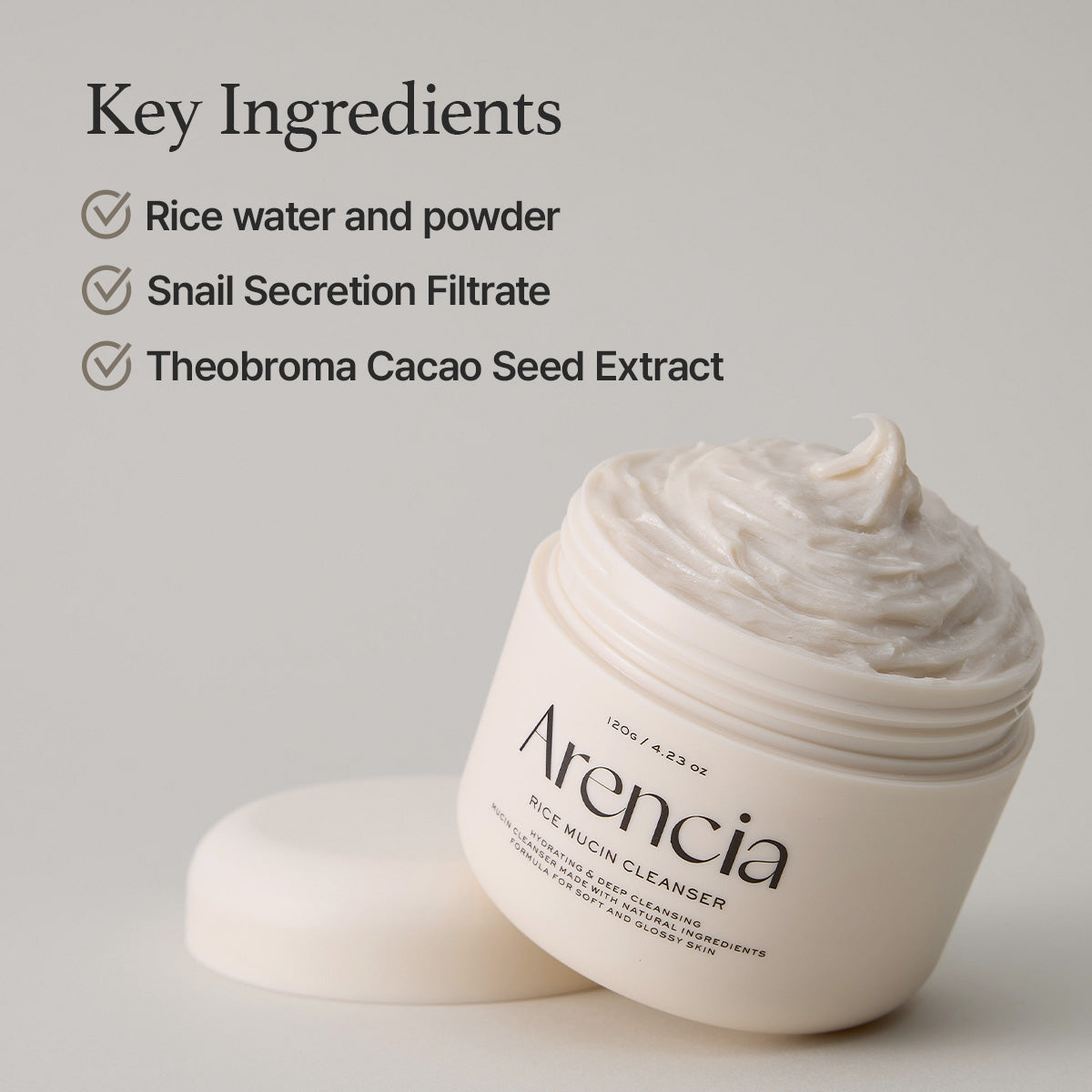 Arencia Rice Mucin Face Cleanser - Improves skin texture & hydration