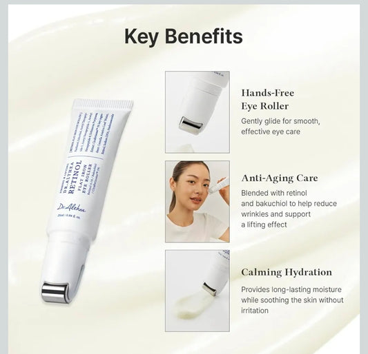 Dr.Althea Retinol Flat Iron Eye Serum with Gua Sha Roller - Antiaging Care with Madecassoside & Centella & Hyaluronic Acid