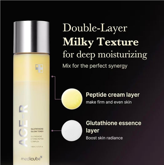 medicube Age-R Glutathione Glow Toner - Low-Irritation Double Layer Milky Toner for Glass Glow Skin with Peptide, Even Skin Tone, Radiance, Hydration