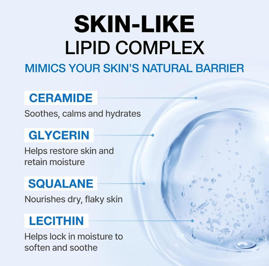 Loción facial y corporal Physiogel: hidrata profundamente a la vez que mejora la barrera natural de la piel.