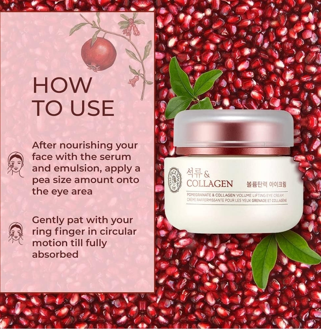 The Face Shop Pomegranate & Collagen - Crema Volume Lifting para el contorno de ojos - Regeneración de la piel