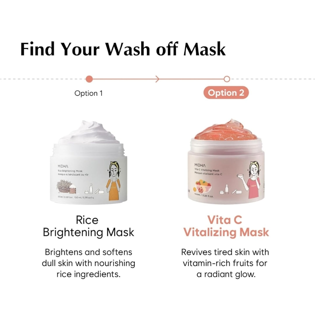 MIDHA Vita C Vitalizing Mask - Facial Wash-off mask, with Vitamin C, Pomegranate and red fruits nutrition, vegan