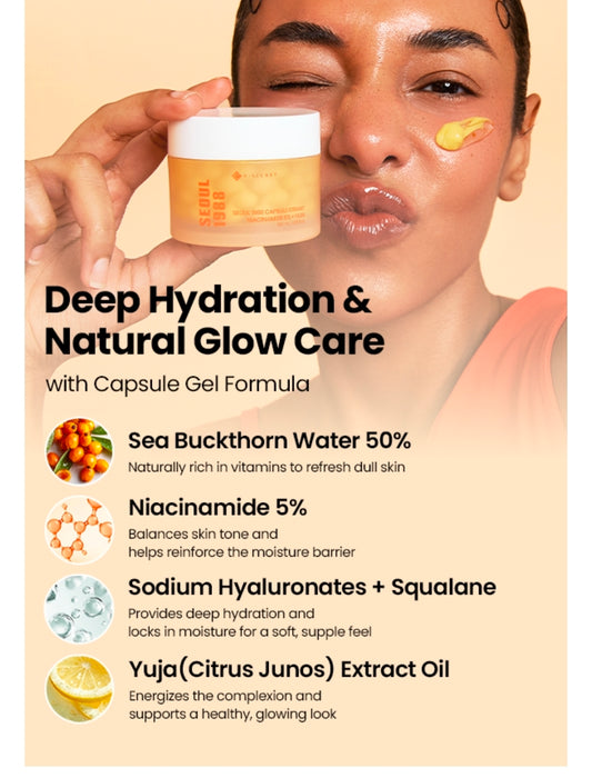 K-SECRET SEOUL 1988 Niacinamide Capsule Cream – Hydrating Face Moisturizer with 5% Niacinamide and Yuja, Vitamin C Capsule Cream for Dark Spots, Uneven Skin Tone