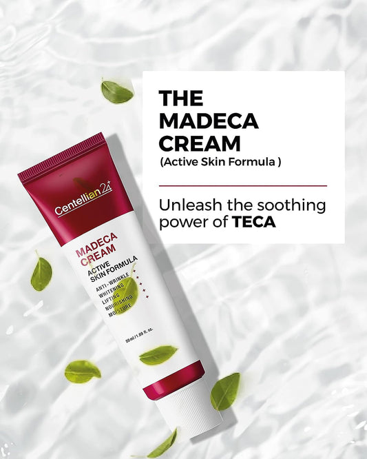 Centellian 24 Madeca Cream Active Formula - TECA and centella asiatica, coupled with hyaluronic acid, collagen, elastin, ceramide, and phospholipids help soothe and calm sensitive skin